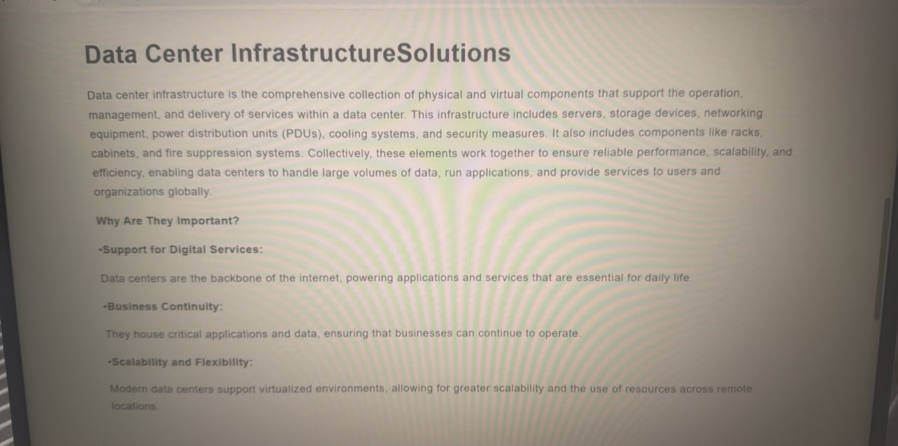 Data Center Infrastructure Solutions Diagram